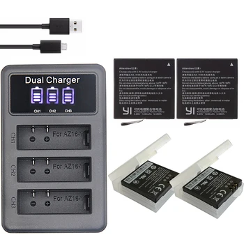 

3.85V 1400mAh xiaoyi 2 Battery Original mi 4k Batteries + LED USB 3slots Charger for xiaomi yi action camera 4k