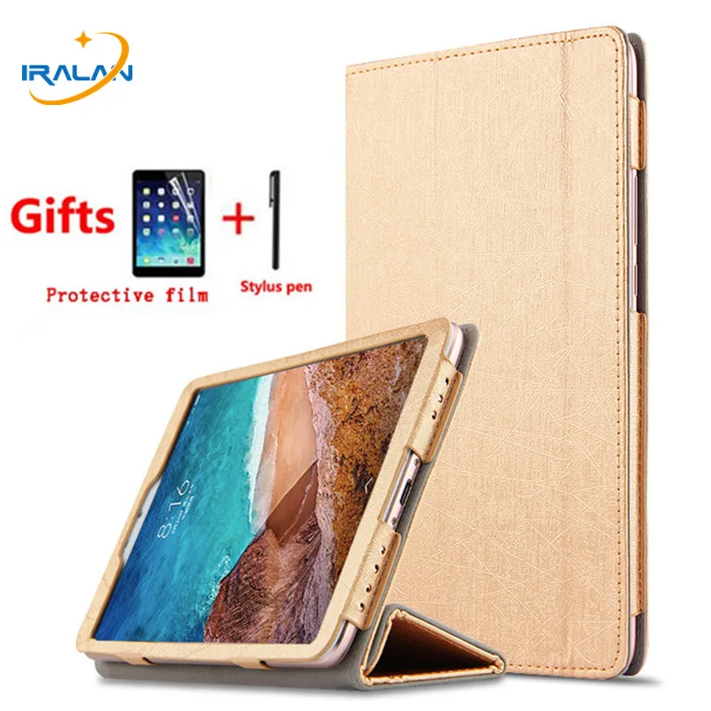 

2018 New Silk PU Leather Flip Stand Case For Xiaomi MiPad 4 Plus Mi Pad4 Plus 10.1 inch Slim Magnet Smart Cover+Film+Stylus pen