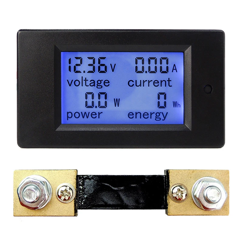

DC 6.5-100V 0-100A LCD Display Digital Current Voltage Power Energy Meter Multimeter Ammeter Voltmeter w/ 100A Current Shunt