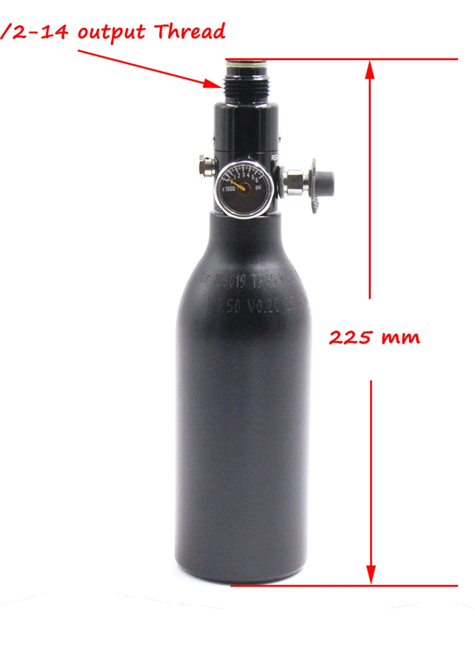 Пейнтбольный бак 0.20л 12CI HPA цилиндр 4500PSI Танки 300 бар воздушный флакон черный 5/8-18UNF резьба