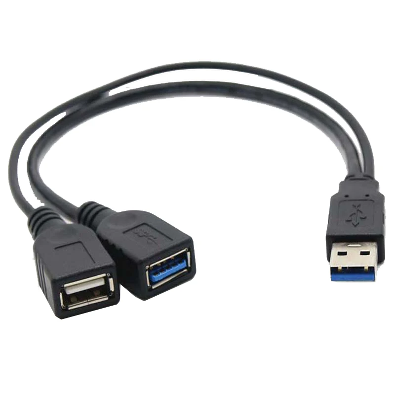 USB 3,0 Мужской к двойному USB Женский дополнительный кабель для передачи данных Y для 2," мобильного жесткого диска 30 см