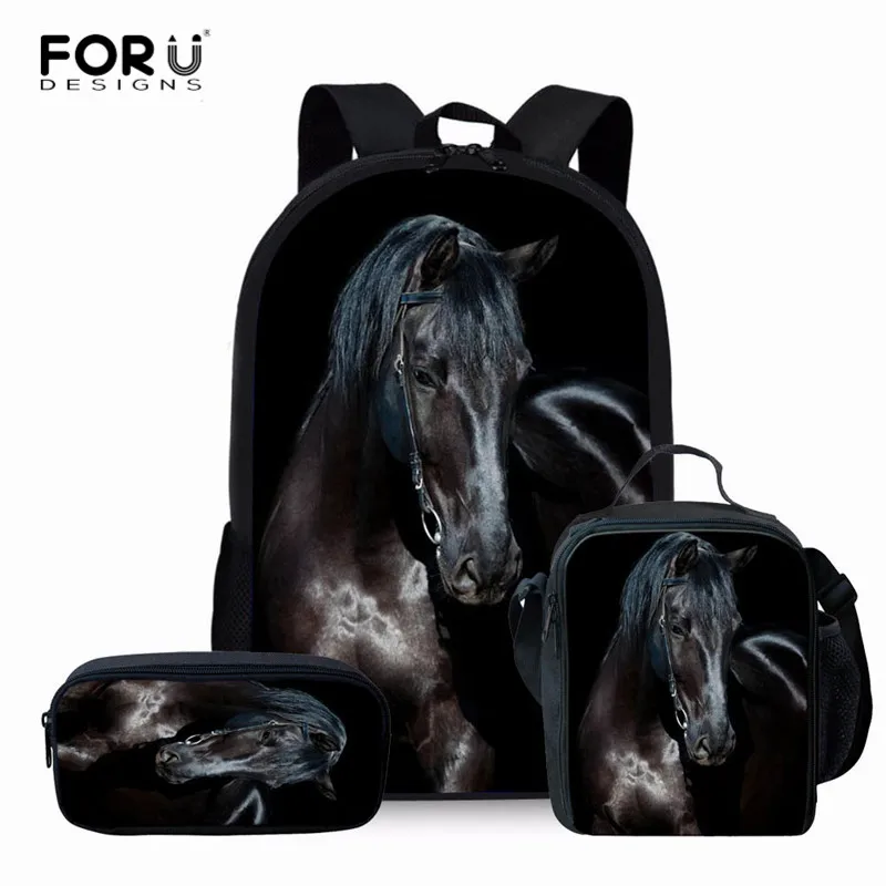FORUDESIGNS Kids Horse Schoolbags Prints Animal Mochila Book Bag Teenager Boys Girls School Bags Orthopedic Children Bag Pack