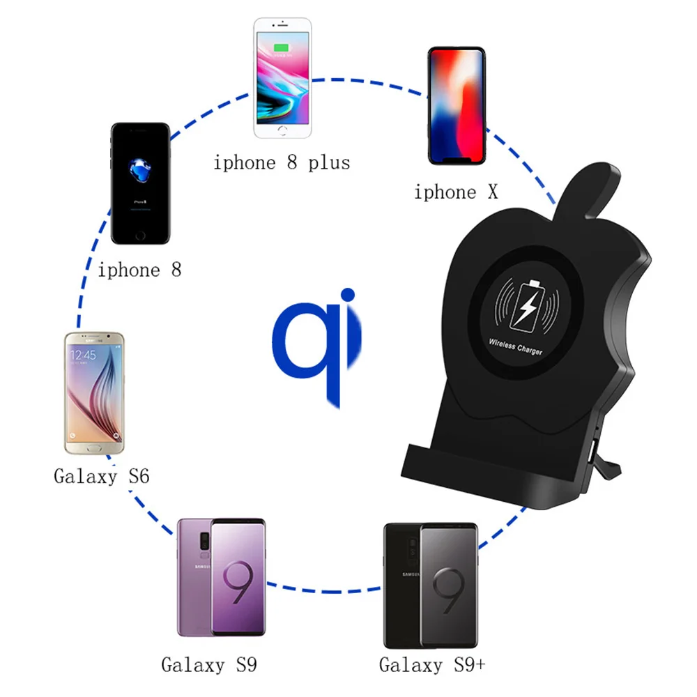 AIYIMA QI Беспроводное зарядное устройство для iPhone X XS XR 8 8Plus автомобильный держатель Беспроводная зарядка для samsung Note 9 S9 S8