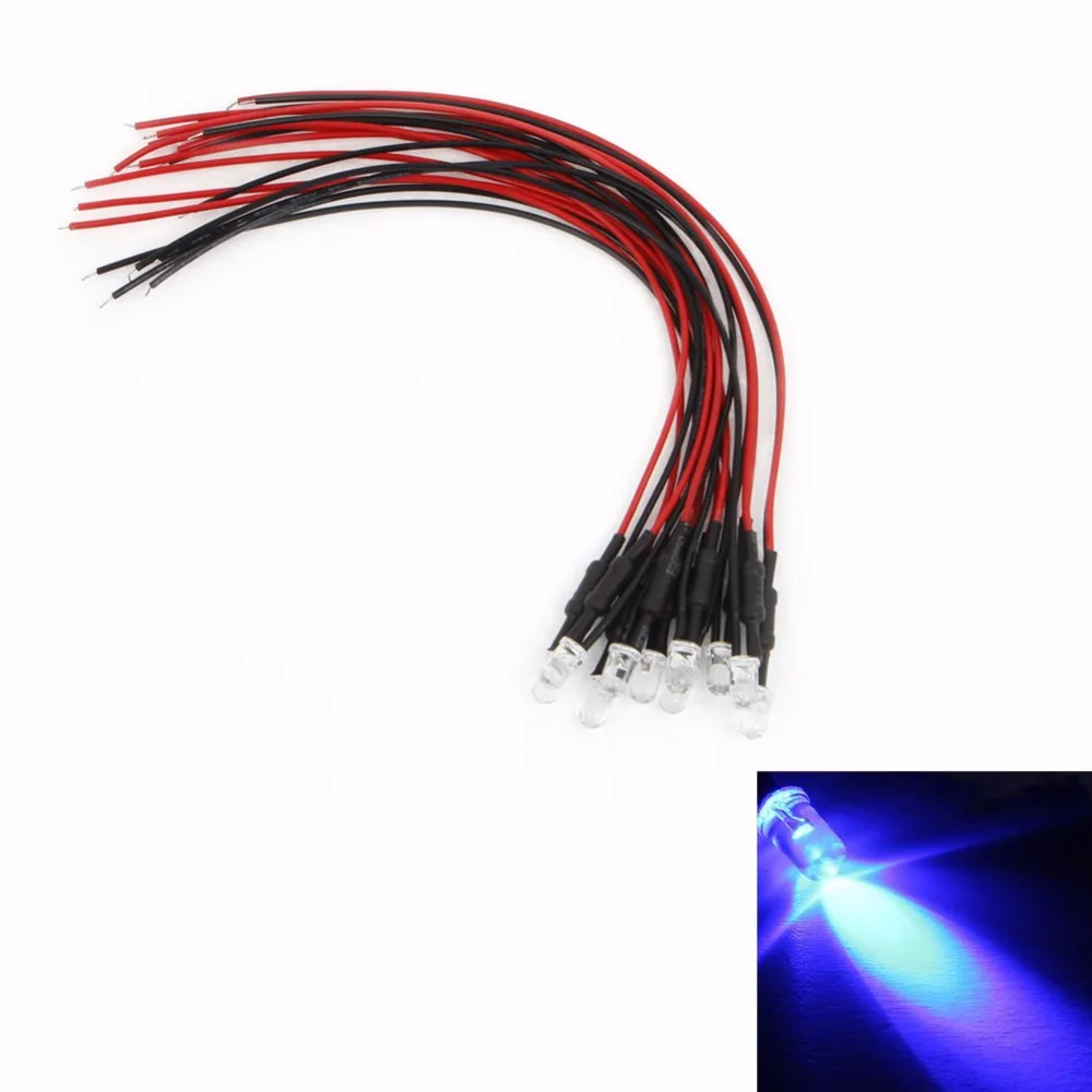 New YAM 10 Pcs DC 24V Pre-wired LED Lamp Red Light Cable Bulb Emitting Diode 18cm 5mm