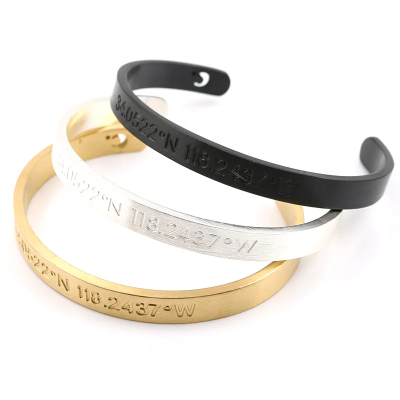 European & American Style Men's Fashion Wrist Bangles Jewelry 62mm Diameter Metal Steel Gold