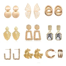 Винтажные серьги для женщин золотого цвета ZA геометрические массивные серьги большие металлические серьги в форме капли Висячие модные вечерние ювелирные изделия