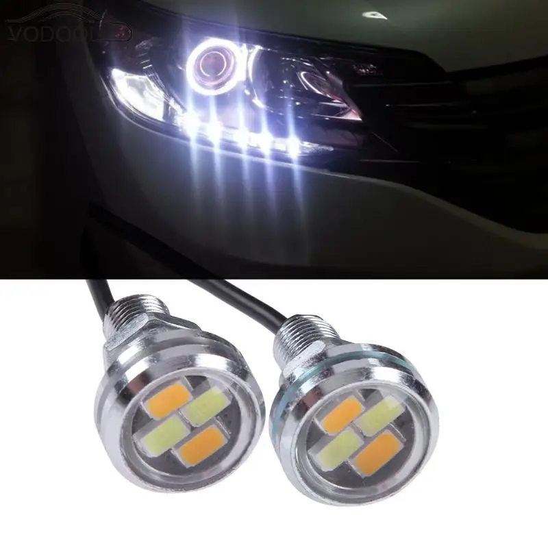 2 шт. белый янтарь 5630 4SMD 55 Вт Автомобильный светодиодный DRL Орлиный взгляд