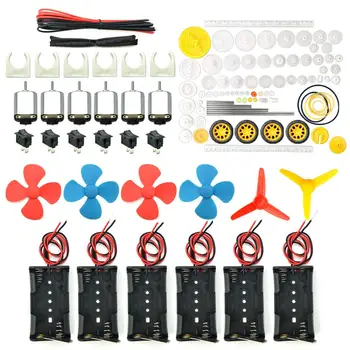 

6 Set 1.5-3V 24000RPM DC Motor With Gears,Electronic Wire, Battery Holder,Boat Rocker Switch,Shaft Propeller For DIY Science
