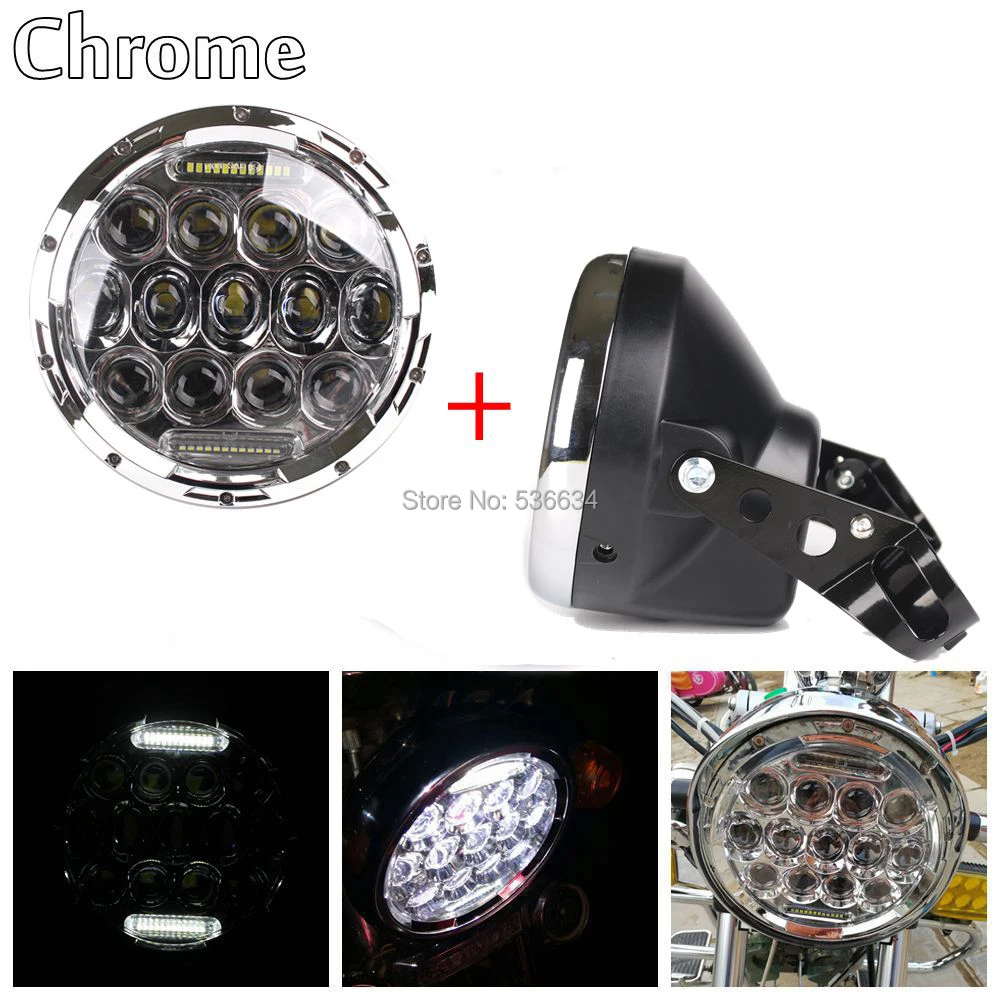Хром 75 Вт 7 дюймов LED проектор фары с ДХО и фары должны Daymaker жилья ведро для Harley Дэвидсон Софтейла тонкий Хром 75 Вт 7 дюймов LED проектор фары с ДХО и фары должны Daymaker жилья ведро для Harley Дэвидсон Софтейла тонкий