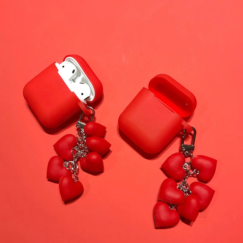 Для Airpods 2 чехол силиконовый Kawaii с сердцем для Apple милый наушников 3D Аксессуары