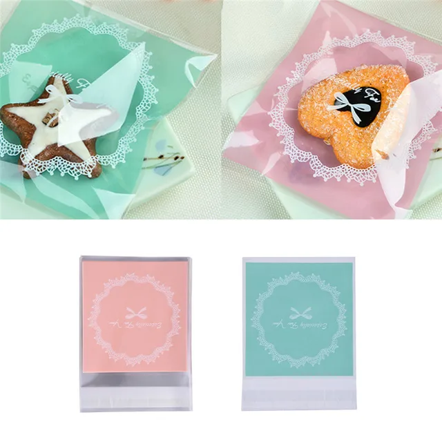 100 Pcs Plastic Candy Bag Bags Weding Baby Shower Cellophane Bowknot 100 Pcs Plastic Candy Bag Bags Weding Baby Shower Cellophane Bowknot Self Adhesive Diy Cookie