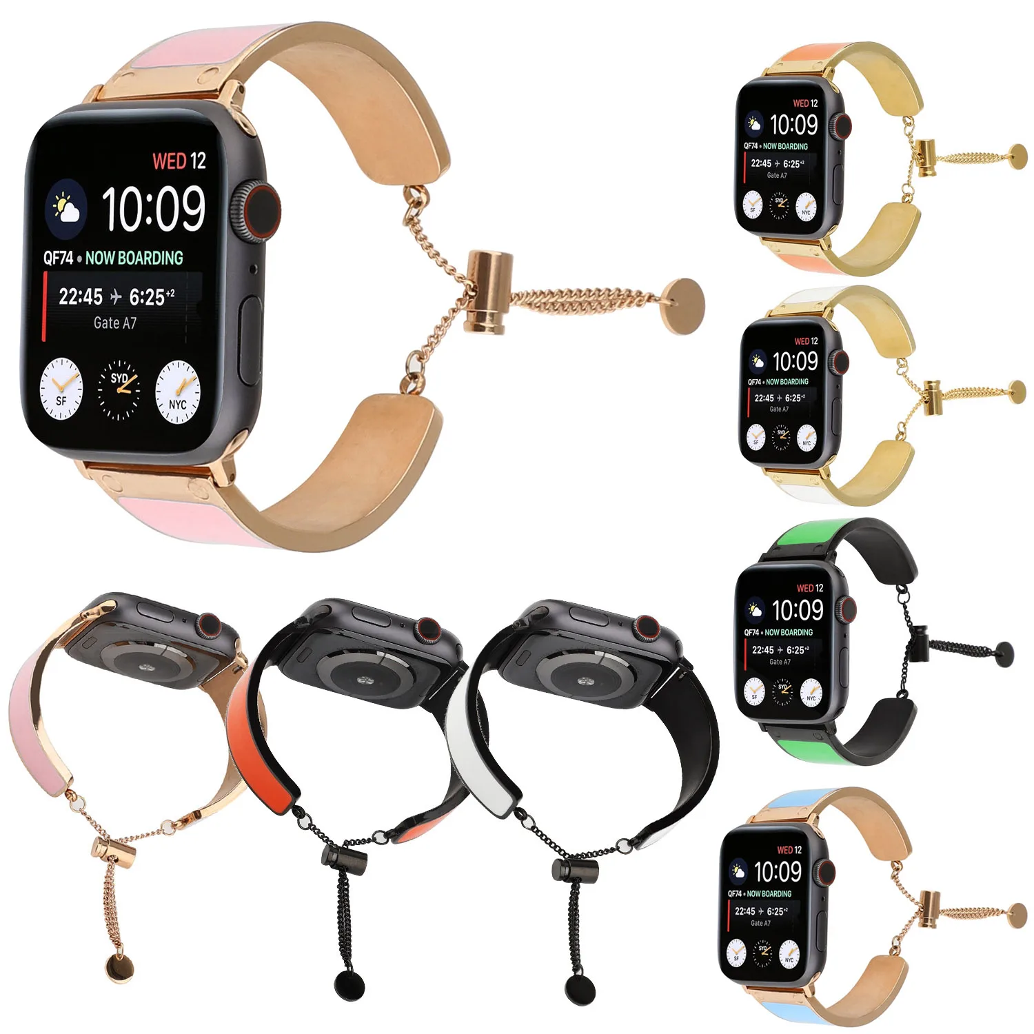 

Stainless Steel Watch Strap for Apple Watch Band 40/44mm 38/42mm Colorful Replacement Metal Link for iWatch 4 3 2 1 Wristband