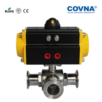 

DN15 Food Grade Pneumatic Sanitary 3-Way Ball Valve SS304 Sanitary Ball Valve Double Acting