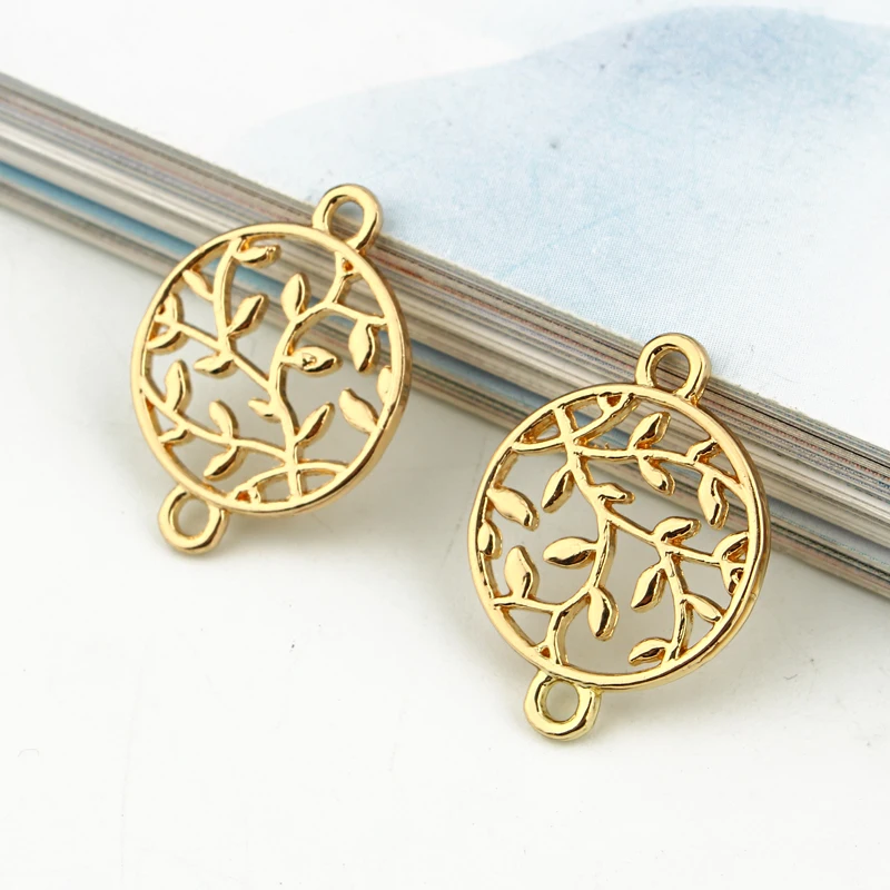 

5Pcs Vintage Hollow Leaves Bracelet Connector Metal Jewelry Charms Simple Temperament Drop Earrings Necklace Bijoux Making C220
