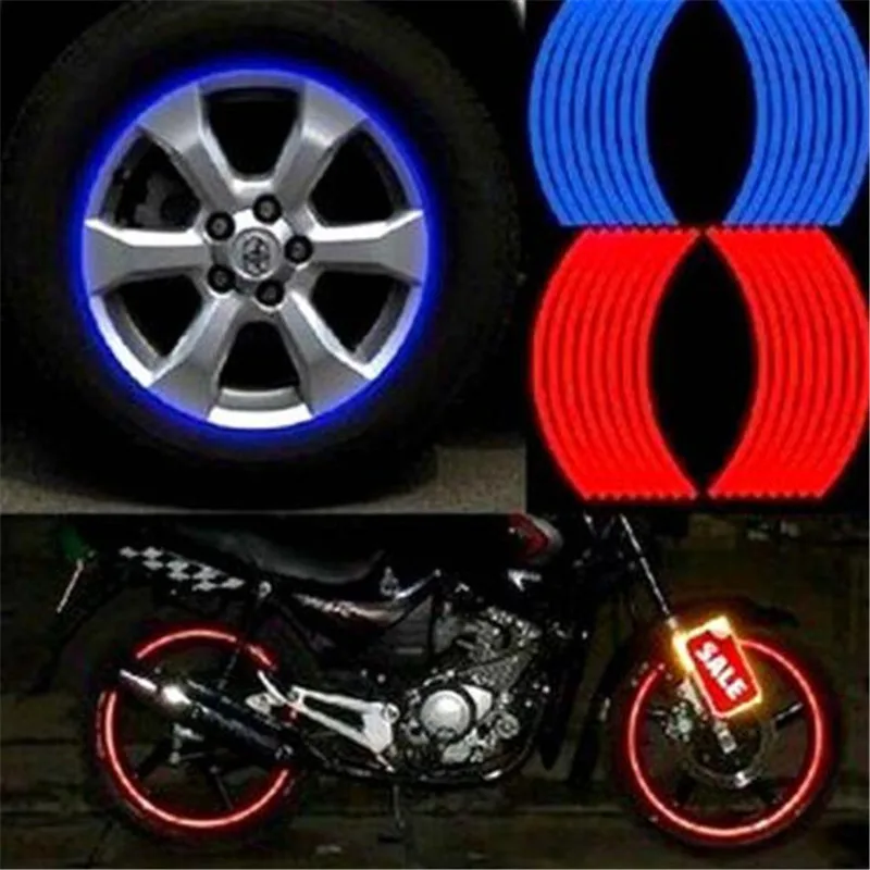 18x Reflective Sticker Motorcycle Carbon Fiber Sticker Wheel Hub Tire