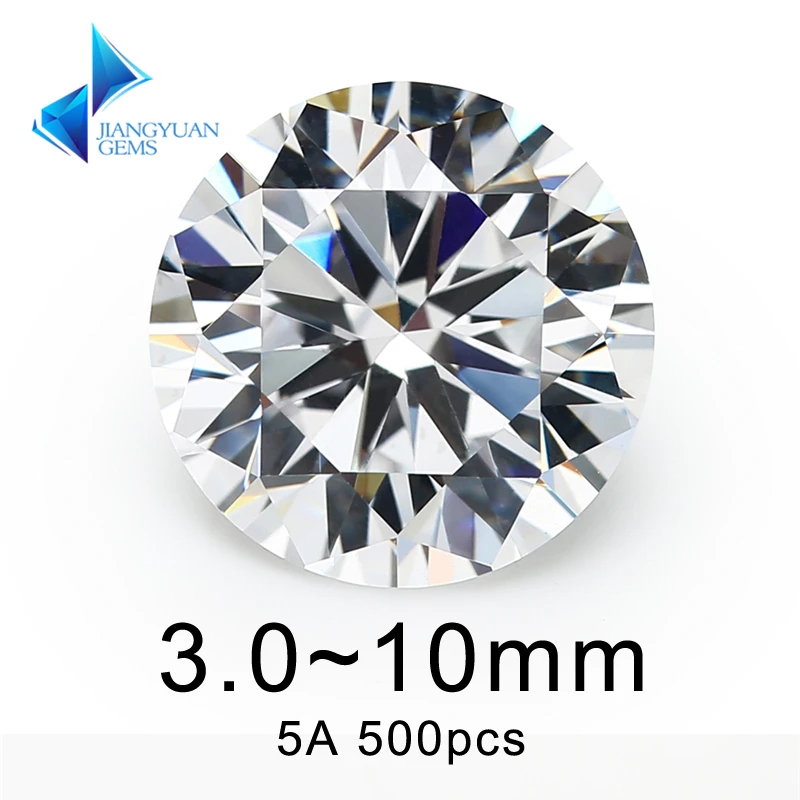 500개 AAAAA CZ 스톤 3.010mm 화이트 라운드 컷 큐빅 지르코니아 합성..
