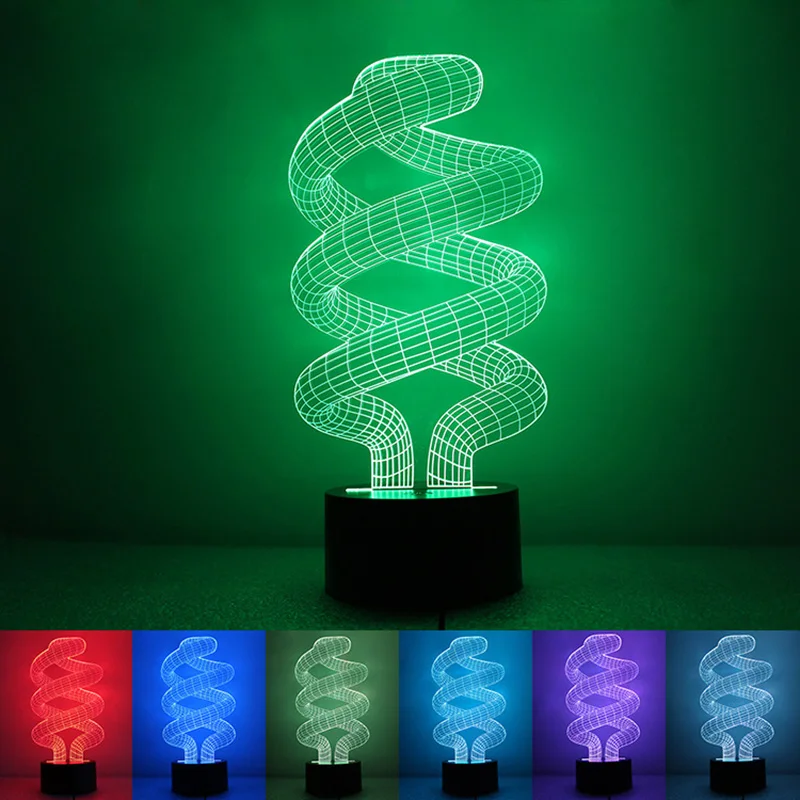 USB Powered 7 Colors Amazing Optical Illusion 3D LED Lamp Tornado Night
