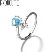 Bohemian Nàng Tiên Cá Đuôi Bạc 925 Nhẫn cho Phụ Nữ Phụ Nữ Punk Cổ Điển Mở Cổ Nhẫn Tuyên Bố Sterling Bạc Trang Sức Anillos(China)