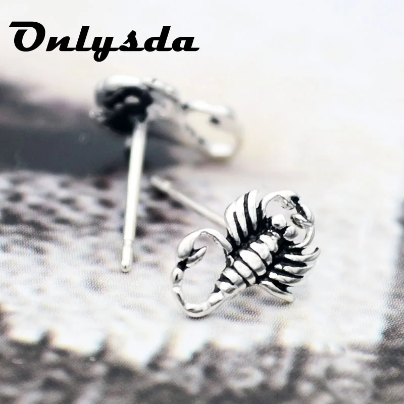 ONLYSDA новые модные панк S925silver 3D необычные животные Скорпион серьги гвоздики для