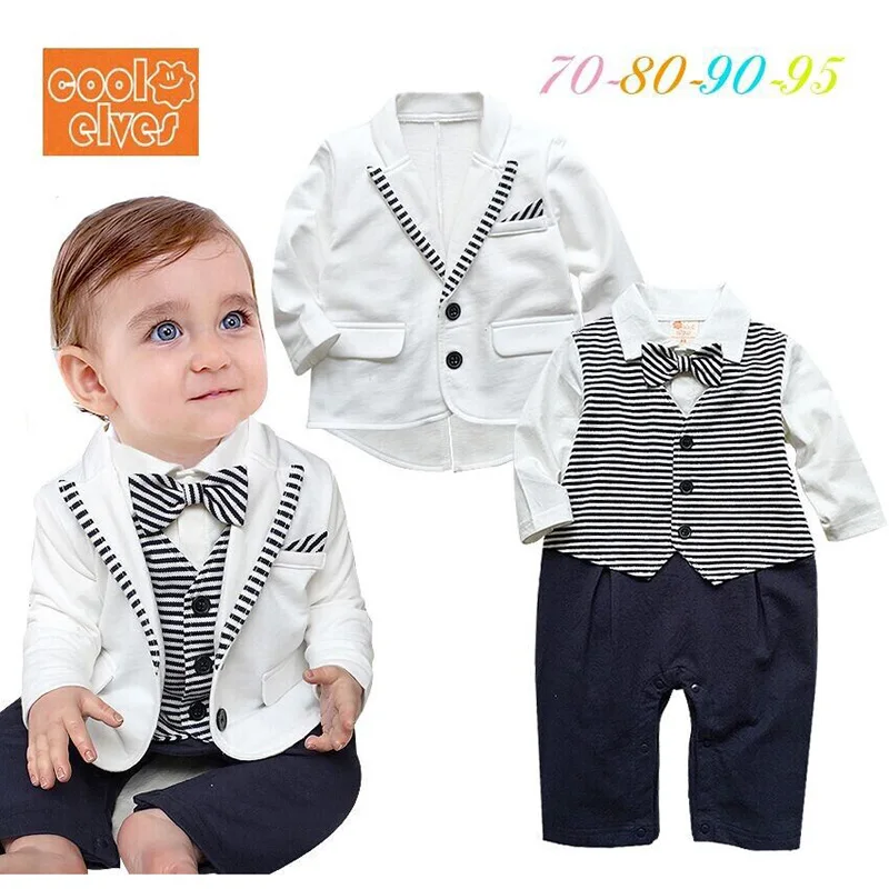

HI BLOOM Toddler Baby Boy Sets Gentlemen Romper+Coat Newborn Bow Jumpsuit Summer Autumn Suit Party Wedding Wear Formal Clothes