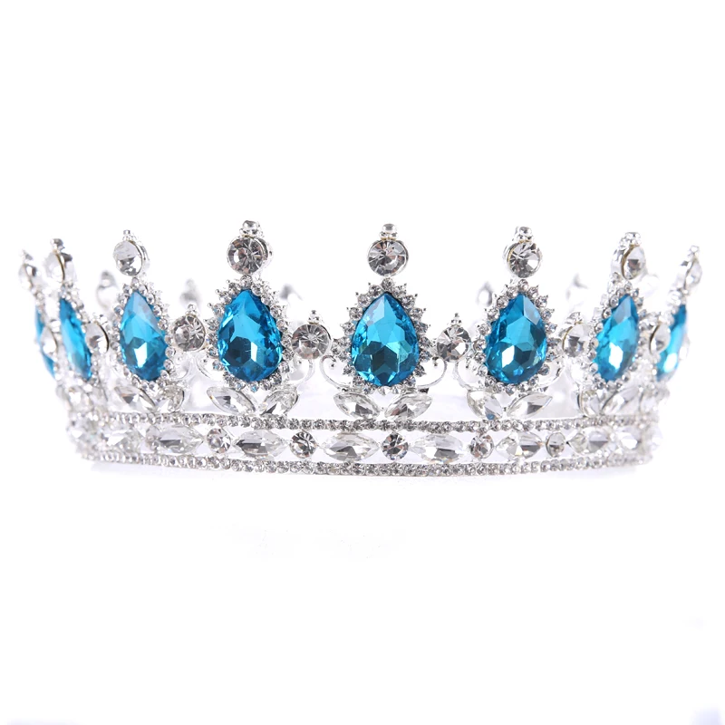 

Hot Baroque Round Crysta Bride tiara Queen Wedding Big Crown Hair Jewelry Bride Wedding Hair Accessories Prom Party Gift