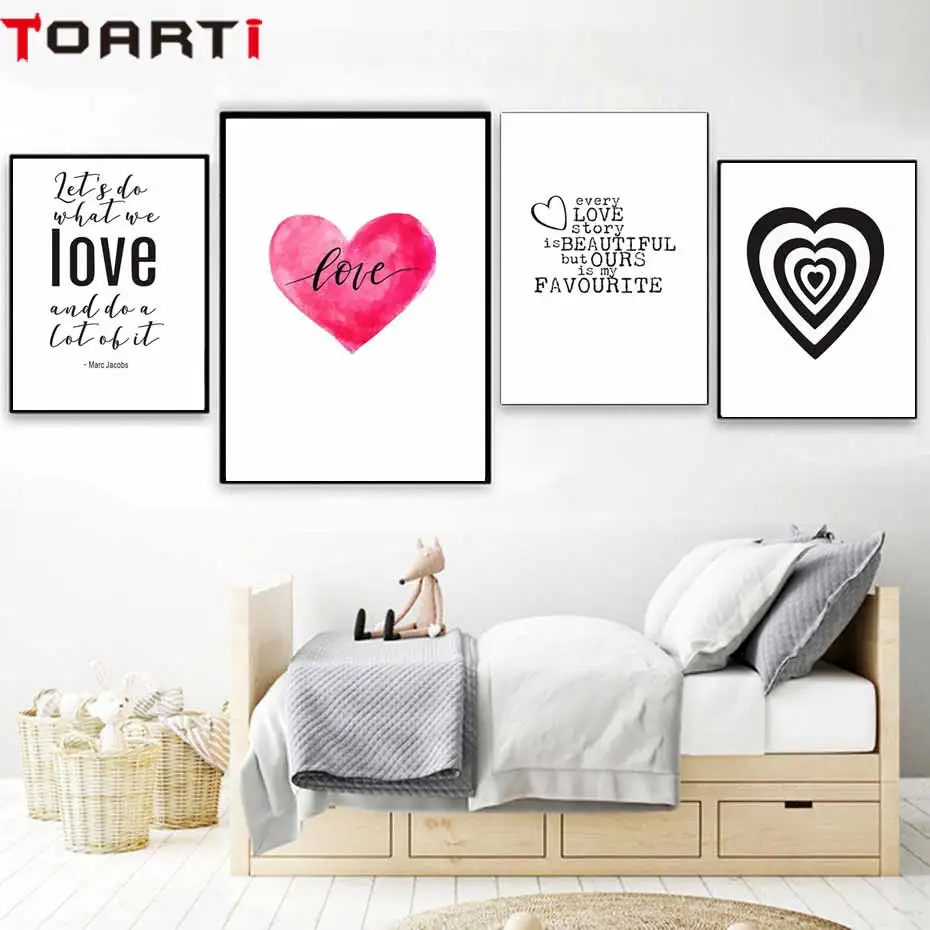 Warm Love Quotes Posters Prints Love Heart Canvas Painting On The Wall For Kids Room Bedroom Nordic Home Decoration Art Pictures (6)