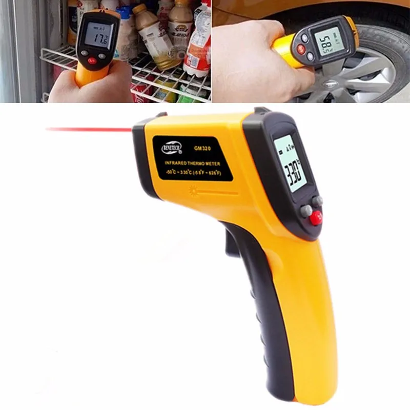 Indoor Outdoor Hygrometer Non Contact Laser LCD Display Digital IR