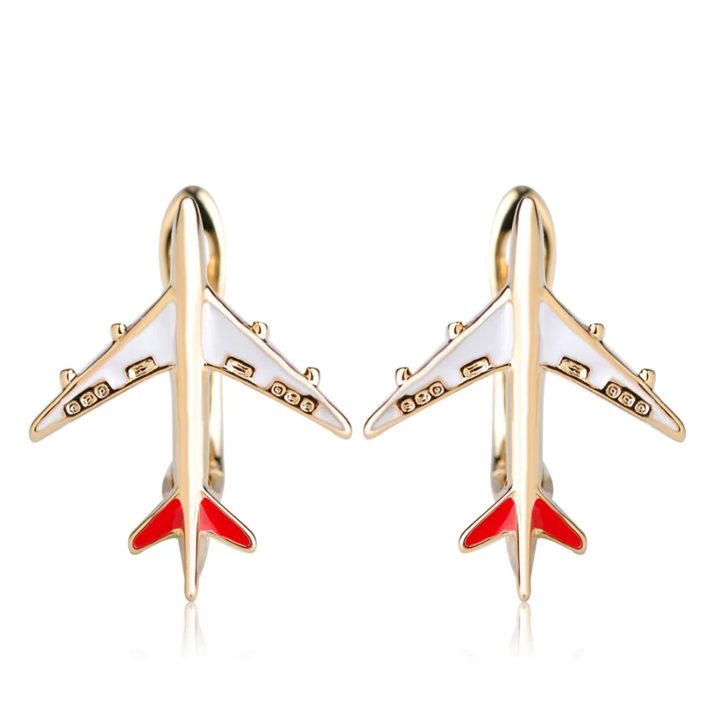 Dazz Enamel Airplane Shape Earrings For Women Girls Gold Color D Hooks Aircraft Plane Stud Earring Harajuku Copper Ear Brincos Fashion Jewelry