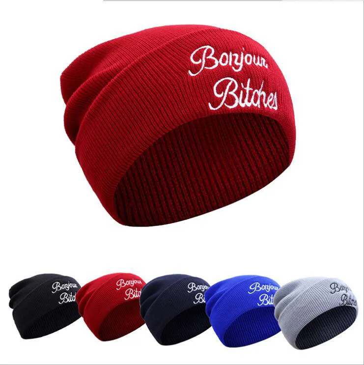 Шапка бини Skullie шапка вязаная носок Зимняя Вышивка крутой панк для мужчин и
