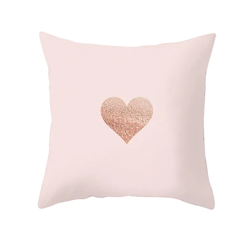 Fuwatacchi Rose Gold Geometric Cushion Cover Flower Decorative Pillows Cover for Home Sofa Bed Polyester Throw Pillowcases 45*45