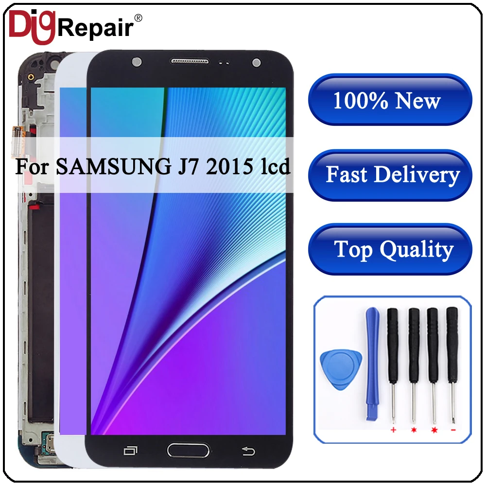 

AAA For Samsung Galaxy J7 2015 SM-J700M J700H J700DS LCD Touch Screen Display Digitizer Assembly Frame For SAMSUNG j7 2015 lcd