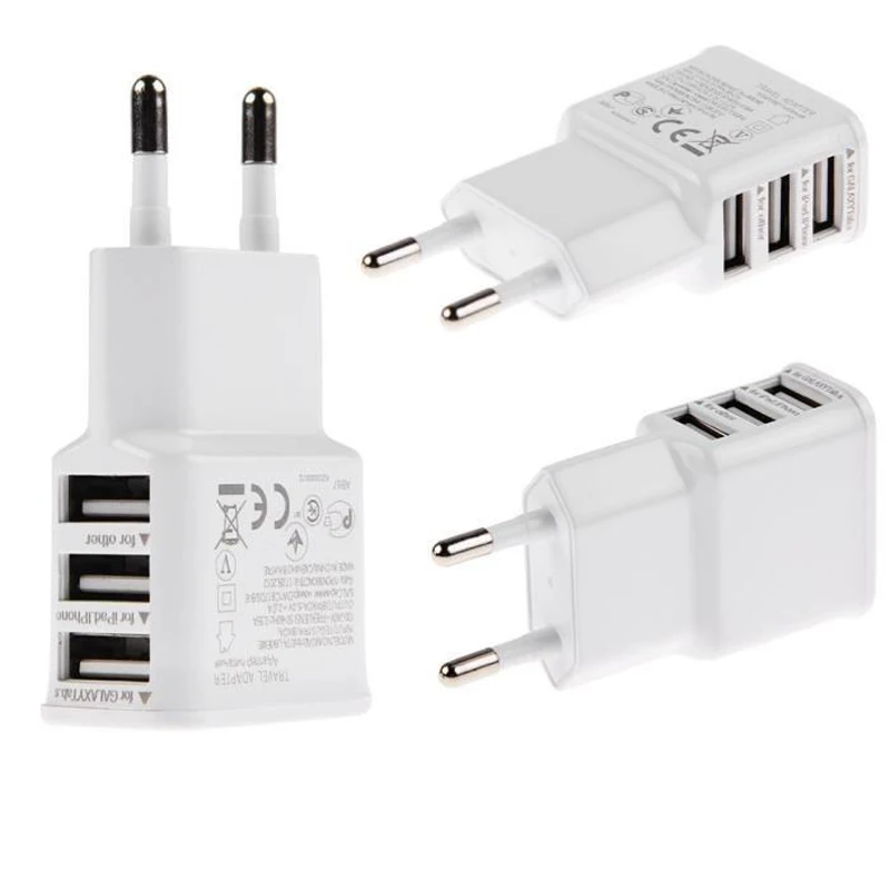 Бесплатная доставка 5 В 2A ЕС 3 USB Зарядное устройство Plug | Мобильные телефоны и
