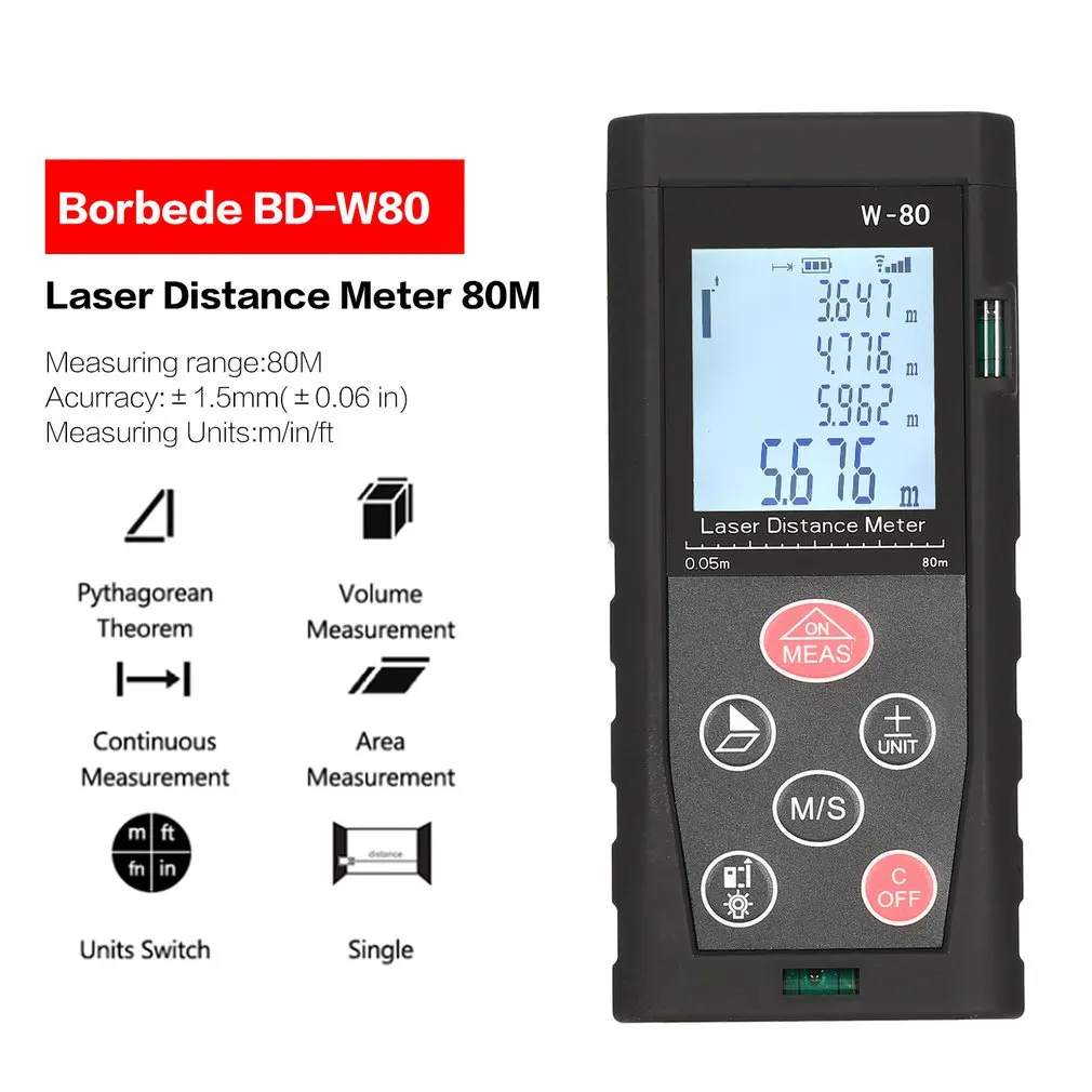 Лазерный дальномер Borbede BD W80 80 м 100 120 150 портативный лазерный дальномер|Лазерные