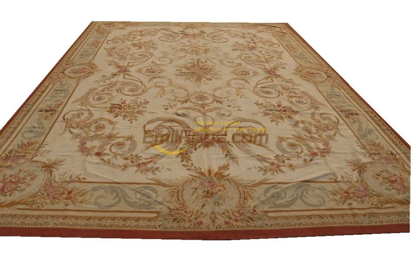 

Vintage Aubusson Needle-point Carpet - Wool Aubusson Designs Point Eastern Area Carpets Hand Knitted Carpets