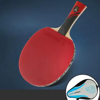 

HE Rubber Table Tennis Paddle Professional Pingpong Racket Straight/horizontal Grip Table Tennis Racket With Case