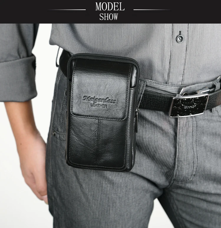 Мужские поясные сумки MEIGARDASS из натуральной кожи, поясная сумка для 5,5 дюймов, чехол для мобильного телефона, повседневный мужской кошелек, кошельки