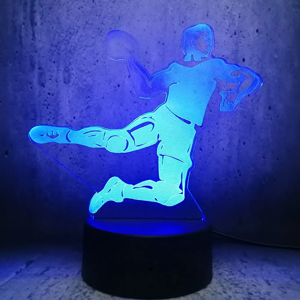 Athlete съемки Баскетбол форма 3D светодиодный светильник для мальчиков спальня стол