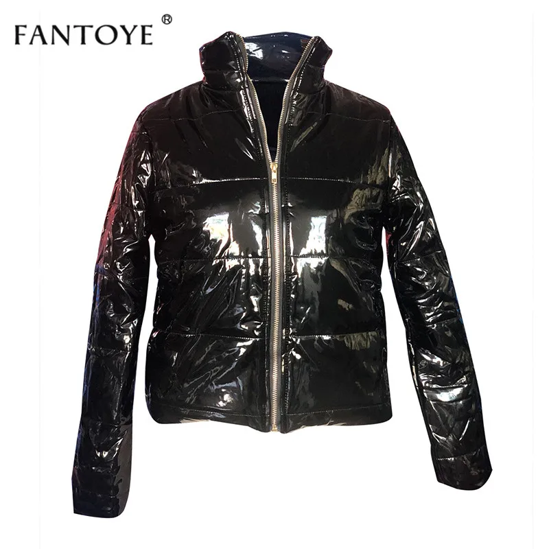 Fantoye Cropped Winter Jacket Women Thick Warm Faux Pu Leather Zipper Ladies Padded Parka Outerwear oft Short Jackets Female