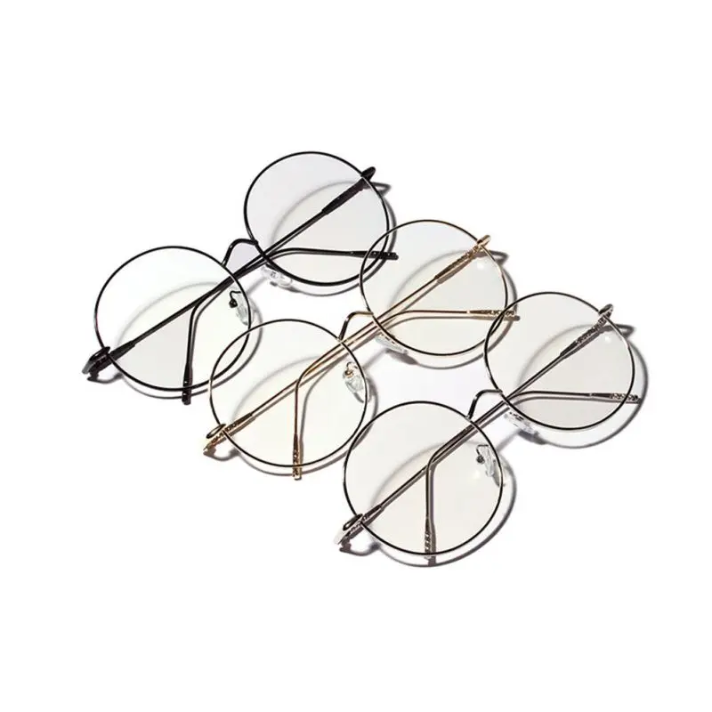 Женские металлические солнцезащитные очки, аксессуары для очков, негабаритная оправа, круглая оправа, прозрачные линзы, женские очки, очки для женщин
