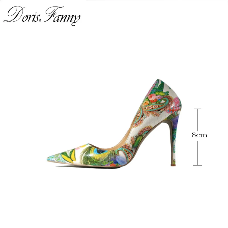 DorisFanny/Женская обувь девушки сексуальные Обувь на высоком каблуке с нескольких цветов на шпильке; 12-10-8cm свадебные туфли - Цвет: multi color 10cm