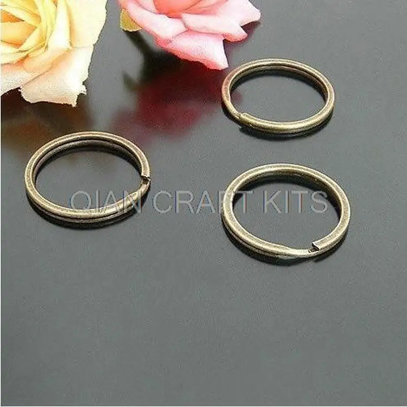 

150pcs sturdy heavy 28mm Antique Bronze Vintage Brass key chain key rins Round key Split Rings Connectors lead free
