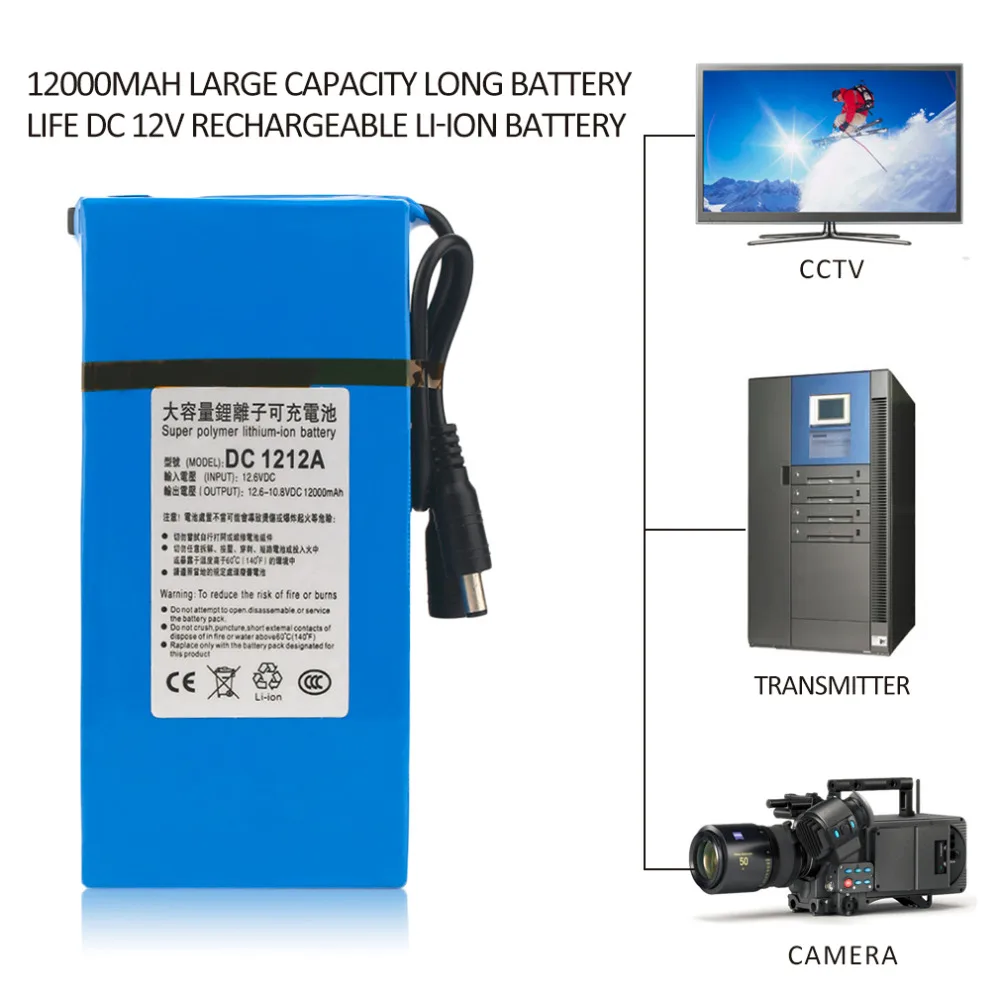 ЕС plug 12000 мАч большой емкости длительный срок службы батареи DC 12 В литий-ионный аккумулятор портативный литий-ионный Резервный аккумулятор для камеры