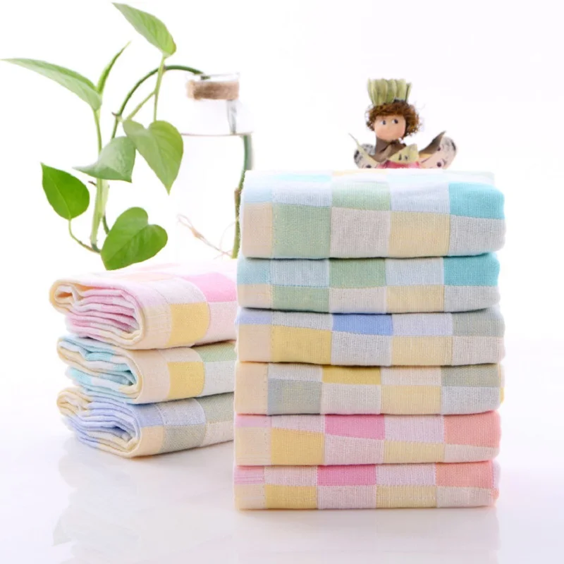 5pcs/lot Baby Handkerchief Baby Towel Square Fruit Pattern Towel  2 Layers Muslin Cotton Infant Face Towel Wipe Cloth 25*50cm