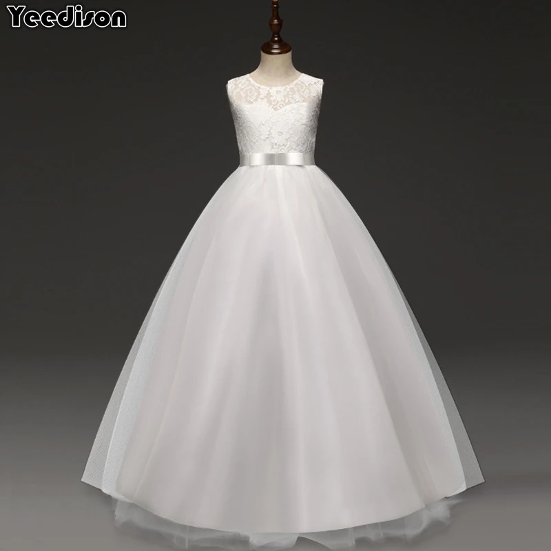 2018 Flower Girls Dress Elegant Children Wedding Gown Long Party Kids Lace Princess Dresses For Girls Teenage Costumes 14 Years (7)_