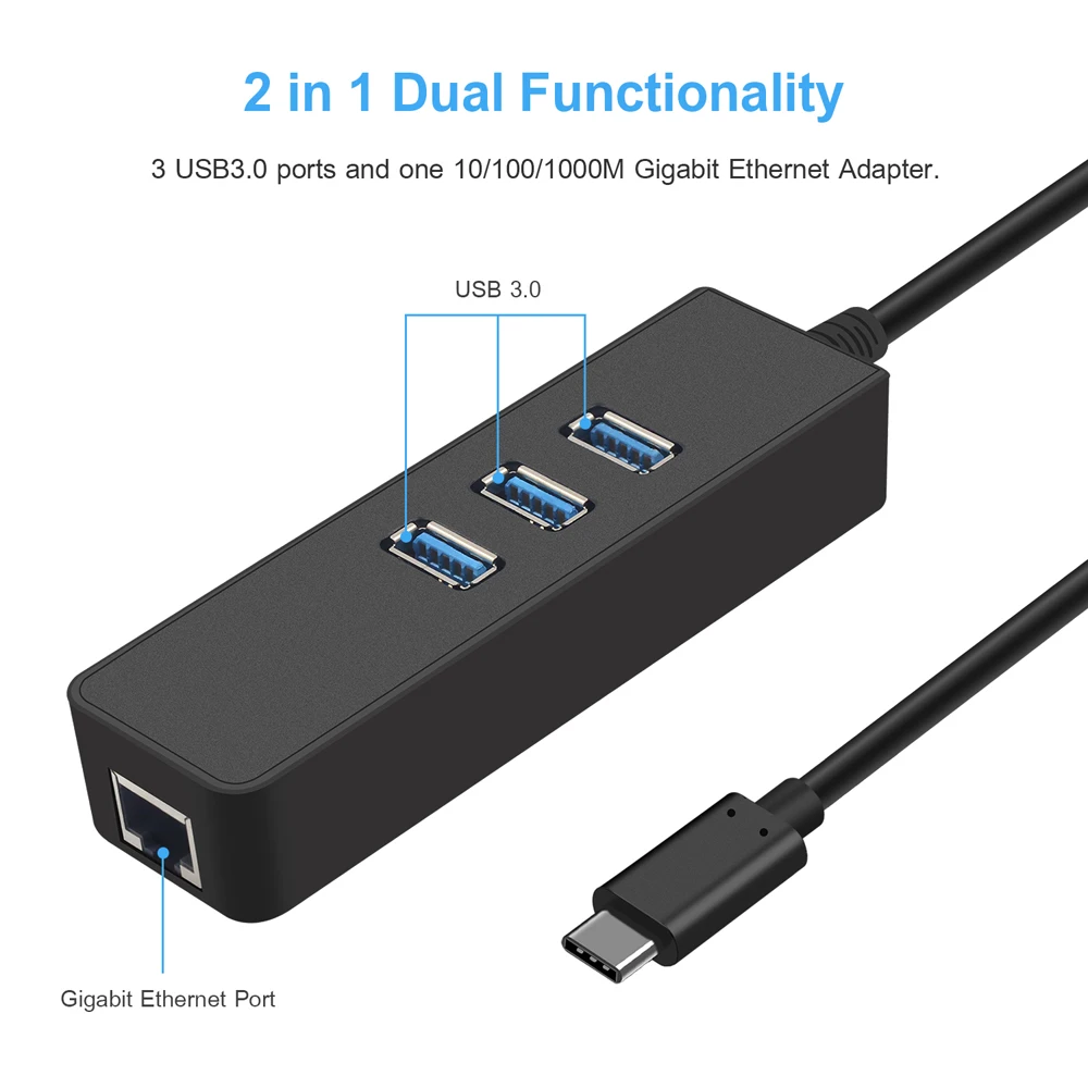 Концентратор USB Type C с гигабитным Ethernet адаптером для Macbook Pro 2016 2017 Dell XPS 13/15 Lenovo Yoga 910