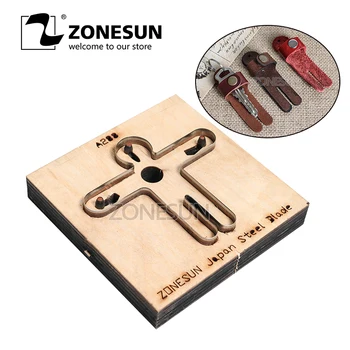 

ZONESUN Customized leather cutting die handicraft leather tool key ring knife punching die key fob wooden template key chain