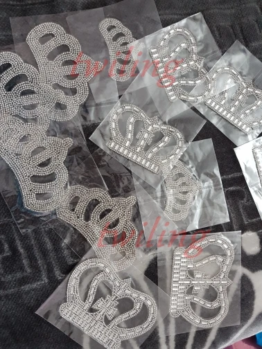 1 Piece Hot Fix Rhinestone Motif Children Baby Suit Crystal iron Crown Glass Patch Applique For Baby Clothes Rhinestone Patches