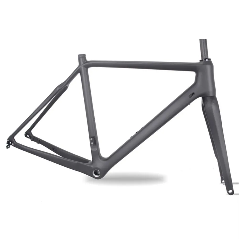 

DENGFU 700x38C UD Matt Cyclocross Bike Frame Fork Thru Axle Disc Brake Flat Mount CX Bicycle Frameset