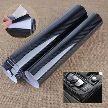 

DWCX Car 5D Carbon Fiber Texture Auto Black Glossy Wrap Sticker Film Decal Roll DIY for VW BMW Mazda Hyundai Honda