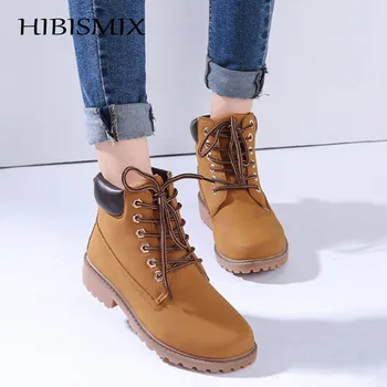 

HIBISMIX Fashion Women Motorcycle Boots Women's Ankle Boots 2019 Spring Autumn Lace Up Boot Shoes Female Botas 1176